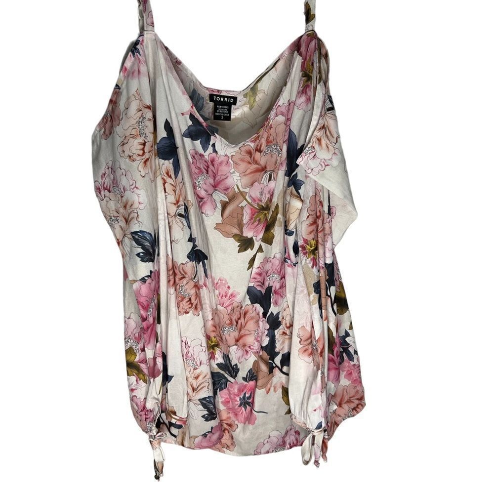 Torrid Floral Blouse Long Sleeve/Tank With Exposed Shoulder